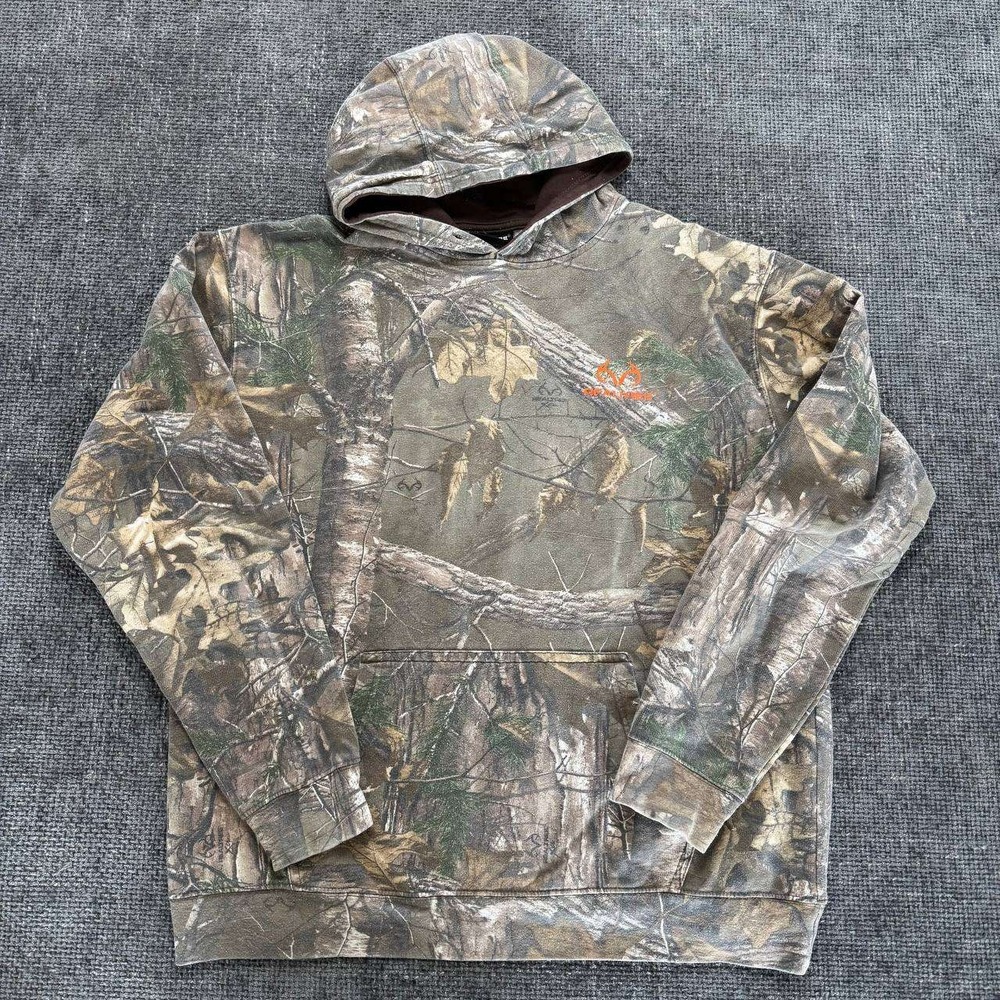 Realtree Camo Hoodie Mens XL Brown Green Pullover Sweatshirt